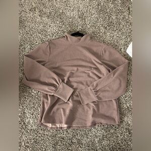 Mauve mock neck shimmery long sleeve blouse